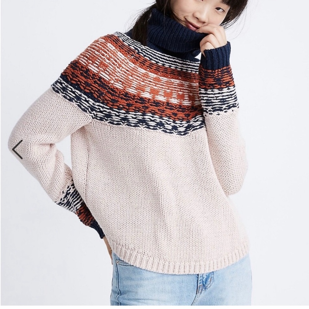 New Madewell Brookdale Fair Isle Turtleneck Sweater XS
